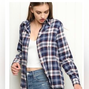Brandy Melville Plaid Flannel Button Up Top